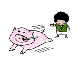 Daily boy and pigs silence sticker #7026870