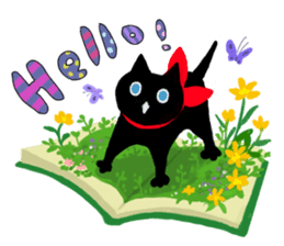 Picture book of the happy black cat sticker #7027008