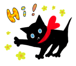 Picture book of the happy black cat sticker #7027009