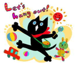 Picture book of the happy black cat sticker #7027011
