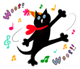 Picture book of the happy black cat sticker #7027013