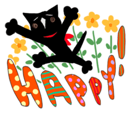 Picture book of the happy black cat sticker #7027015