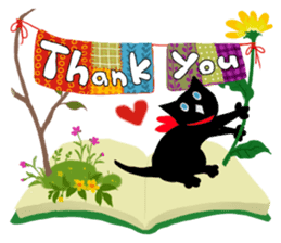 Picture book of the happy black cat sticker #7027018