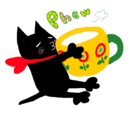 Picture book of the happy black cat sticker #7027020