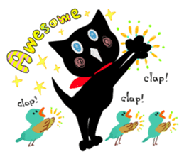 Picture book of the happy black cat sticker #7027023