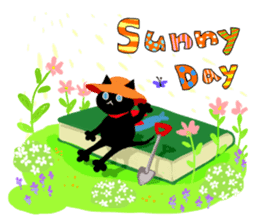 Picture book of the happy black cat sticker #7027026