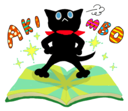 Picture book of the happy black cat sticker #7027031