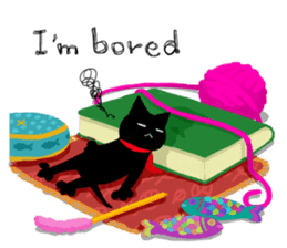 Picture book of the happy black cat sticker #7027032