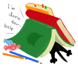 Picture book of the happy black cat sticker #7027033