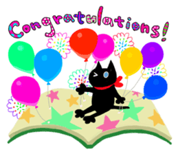 Picture book of the happy black cat sticker #7027035
