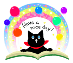Picture book of the happy black cat sticker #7027040