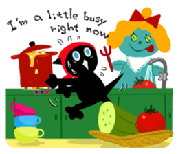 Picture book of the happy black cat sticker #7027043