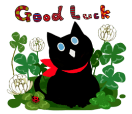 Picture book of the happy black cat sticker #7027044