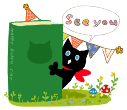 Picture book of the happy black cat sticker #7027046
