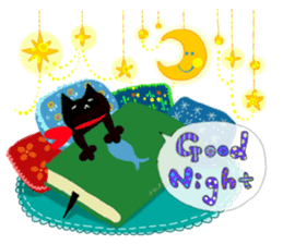 Picture book of the happy black cat sticker #7027047