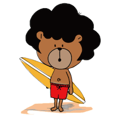 afro surf bear