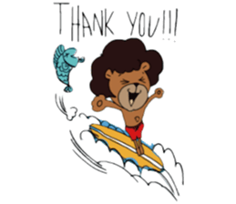afro surf bear sticker #7039054
