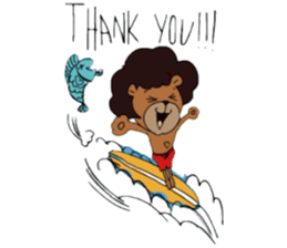 afro surf bear sticker #7039054