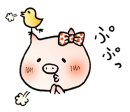 Cute pig and chick sticker #7050293