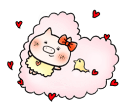 Cute pig and chick sticker #7050297