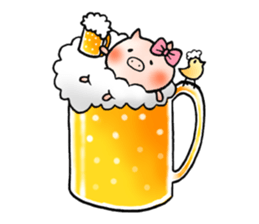 Cute pig and chick sticker #7050299