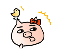 Cute pig and chick sticker #7050306