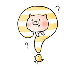 Cute pig and chick sticker #7050327