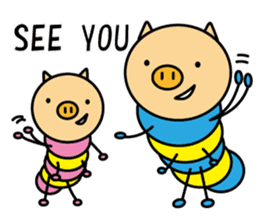 Piggy-Caterpillar, English version sticker #7051289