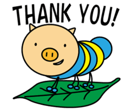 Piggy-Caterpillar, English version sticker #7051296