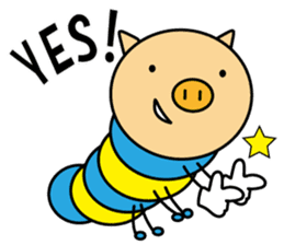 Piggy-Caterpillar, English version sticker #7051302