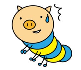 Piggy-Caterpillar, English version sticker #7051314