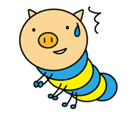 Piggy-Caterpillar, English version sticker #7051314