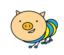 Piggy-Caterpillar, English version sticker #7051319