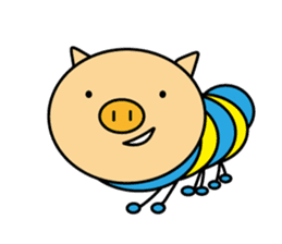 Piggy-Caterpillar, English version sticker #7051319