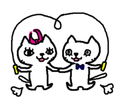 2 white cats sticker #7071430