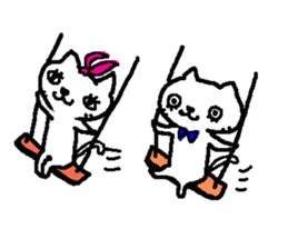 2 white cats sticker #7071431