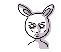 White rabbit with white eyes sticker #7079198