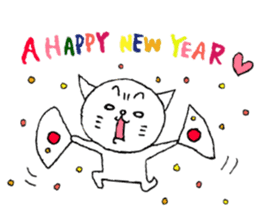 White cat_ X'mas  A Happy New Year sticker #7086268