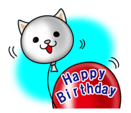 The cat and the balloons of words. EV. sticker #7097360