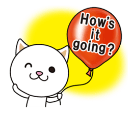 The cat and the balloons of words. EV. sticker #7097385