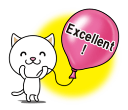 The cat and the balloons of words. EV. sticker #7097390