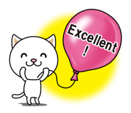 The cat and the balloons of words. EV. sticker #7097390