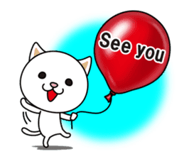 The cat and the balloons of words. EV. sticker #7097398