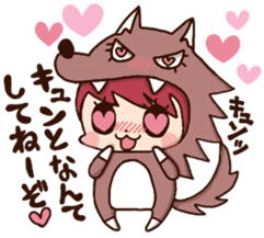 pretty wolf girl sticker #7099930