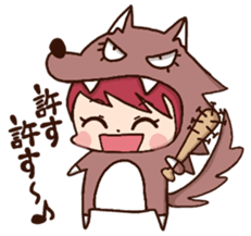 pretty wolf girl sticker #7099933