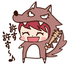 pretty wolf girl sticker #7099933