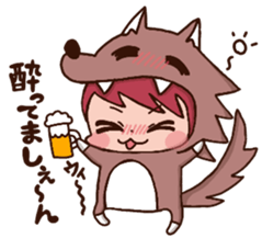 pretty wolf girl sticker #7099938