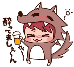 pretty wolf girl sticker #7099938