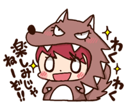 pretty wolf girl sticker #7099952