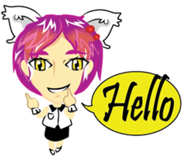 cartoon little cat girl sticker #7102680